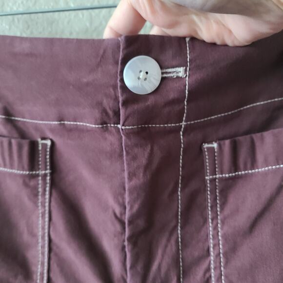 Maeve Collette Cropped Wide Leg Pants 26 TALL Linen Blend Brown White Stitch - Picture 4 of 13